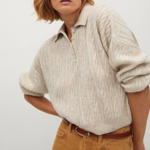 SOLD: Mango Beige Polo Sweater - Picture 2 of 6